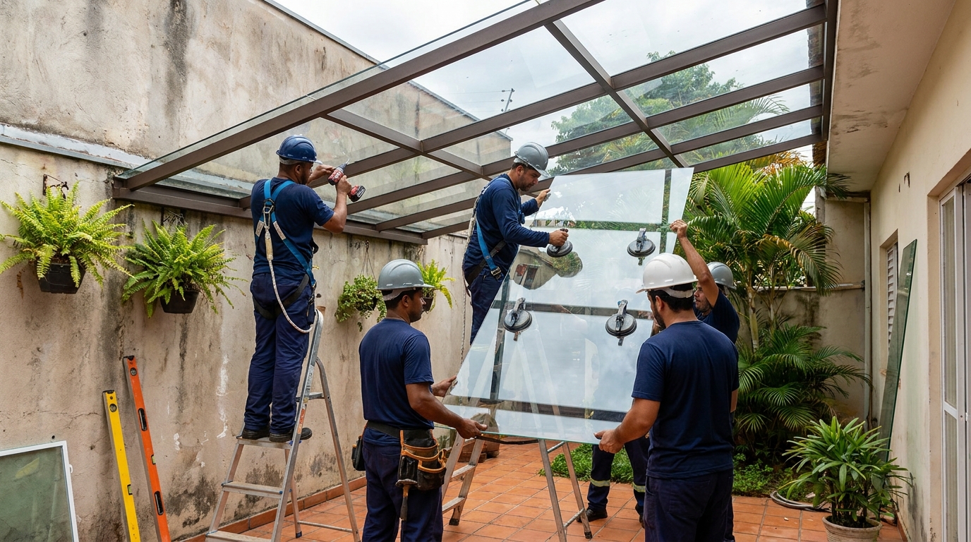 Instalação de cobertura de vidro em Feira de Santana-BA