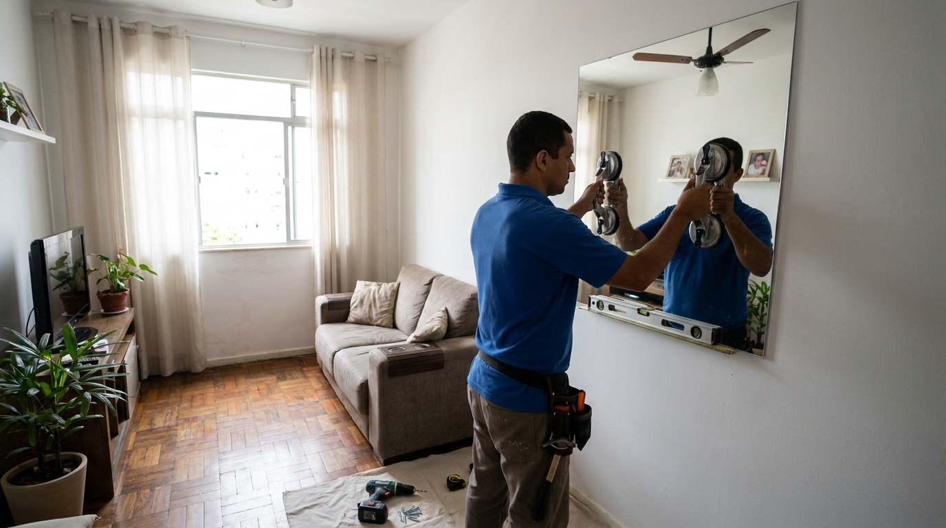 Espelho sob medida com parquet em Feira de Santana-BA