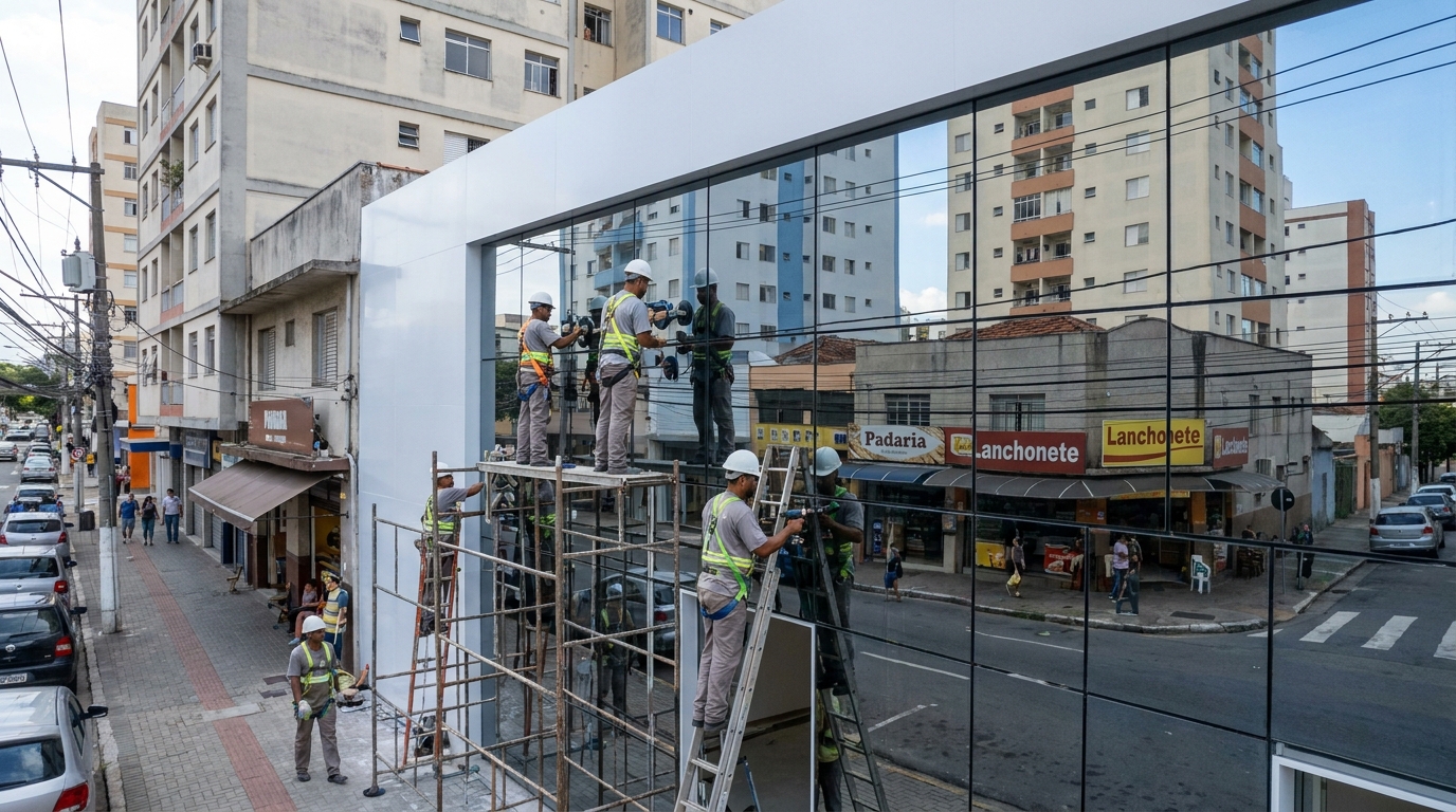 Fachada espelhada em esquina em Feira de Santana-BA