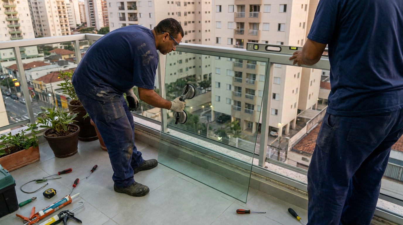 Parede de vidro com vista urbana em Feira de Santana-BA